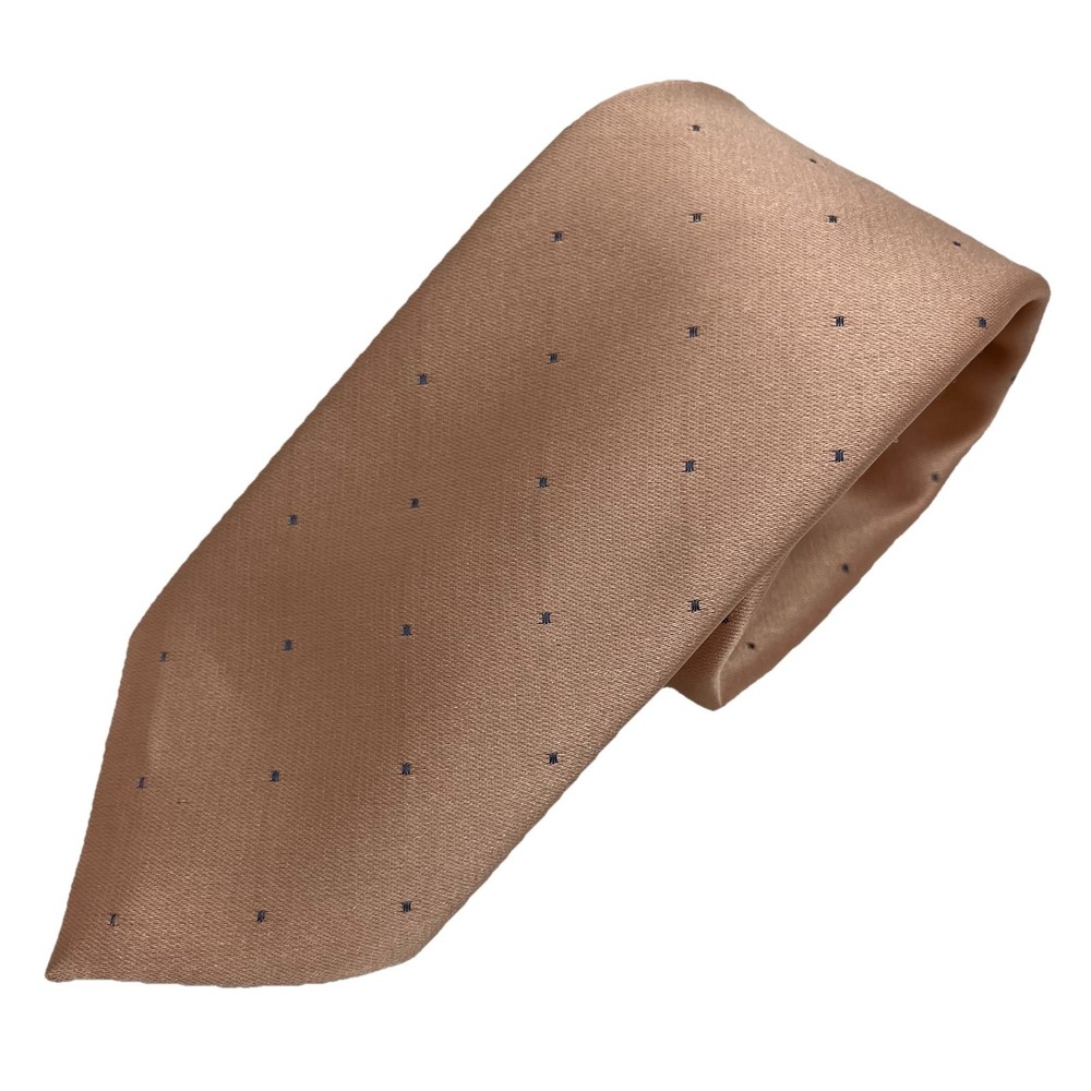Vintage Wembley Polysilk Luxury Men's Necktie Peach Gray Dots Long Narrow Formal